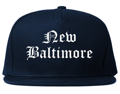 New Baltimore Michigan MI Old English Mens Snapback Hat Navy Blue