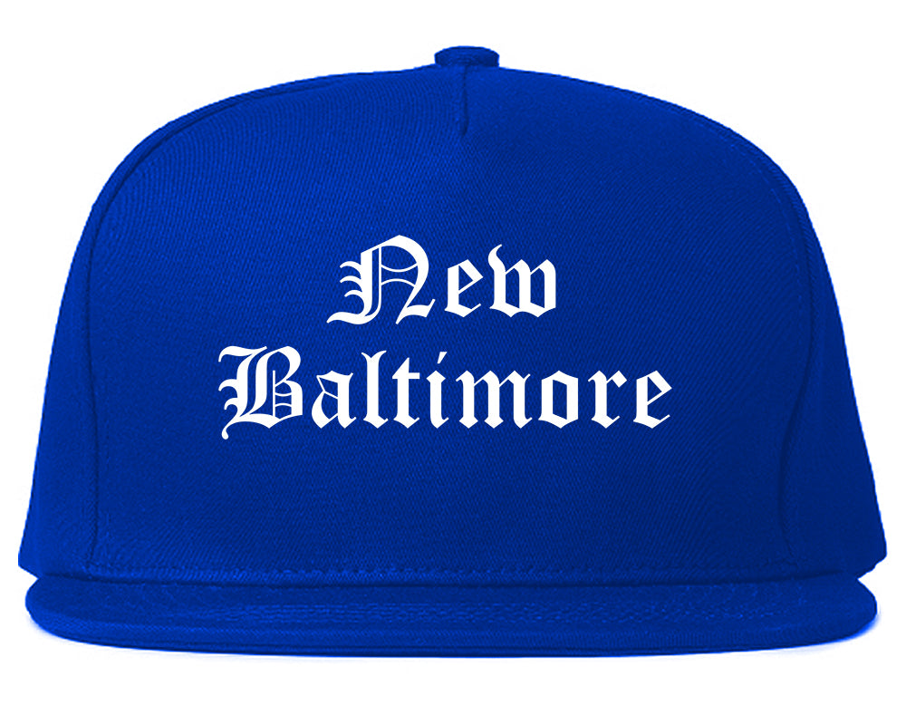 New Baltimore Michigan MI Old English Mens Snapback Hat Royal Blue