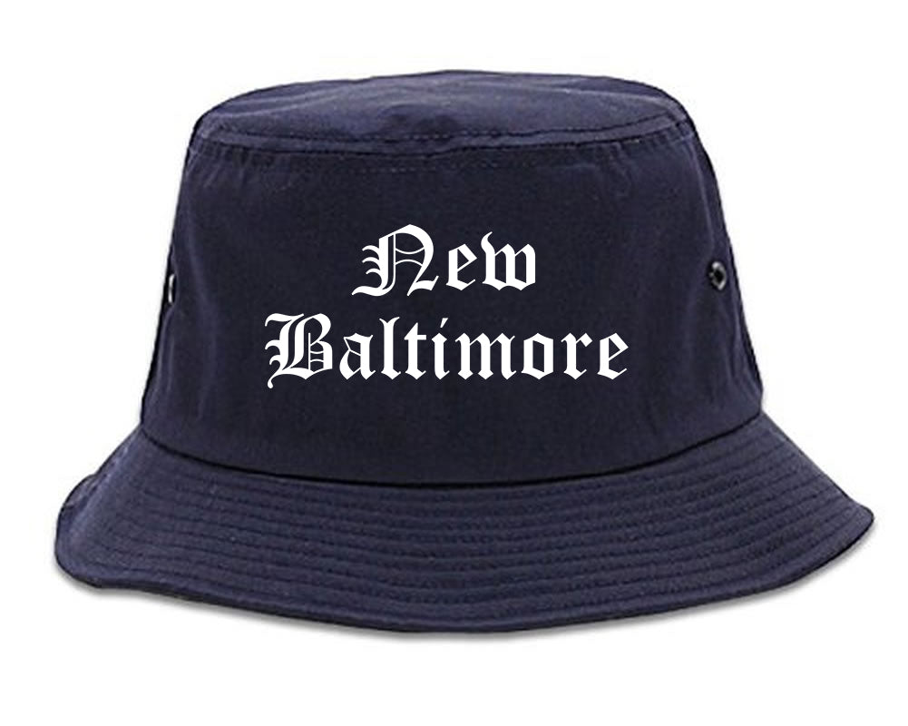 New Baltimore Michigan MI Old English Mens Bucket Hat Navy Blue