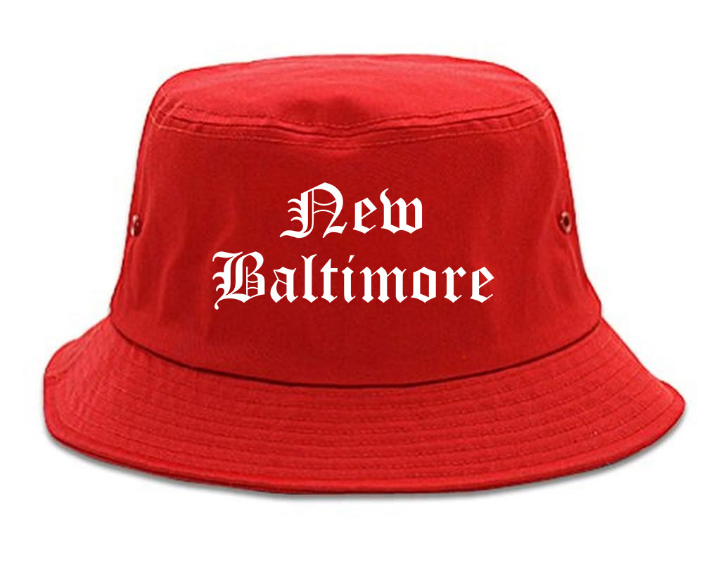 New Baltimore Michigan MI Old English Mens Bucket Hat Red