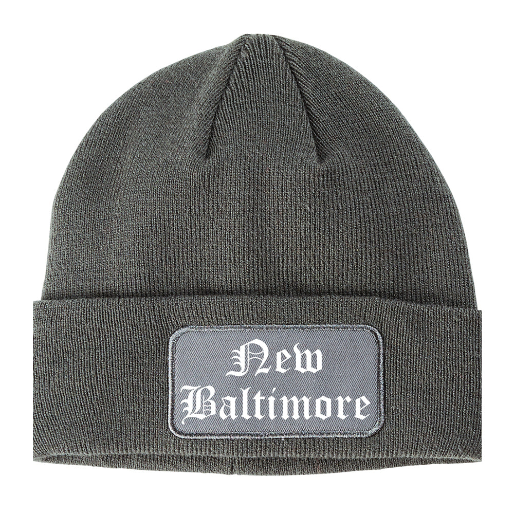 New Baltimore Michigan MI Old English Mens Knit Beanie Hat Cap Grey