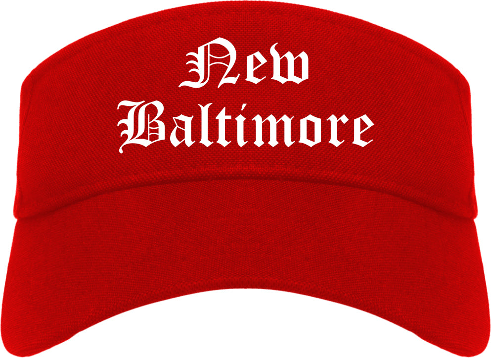 New Baltimore Michigan MI Old English Mens Visor Cap Hat Red