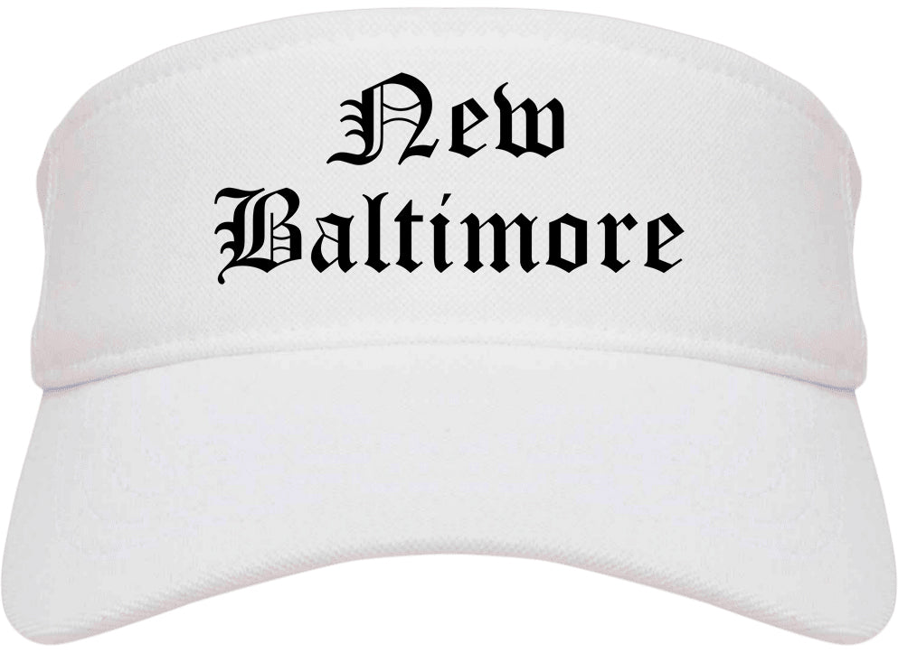 New Baltimore Michigan MI Old English Mens Visor Cap Hat White