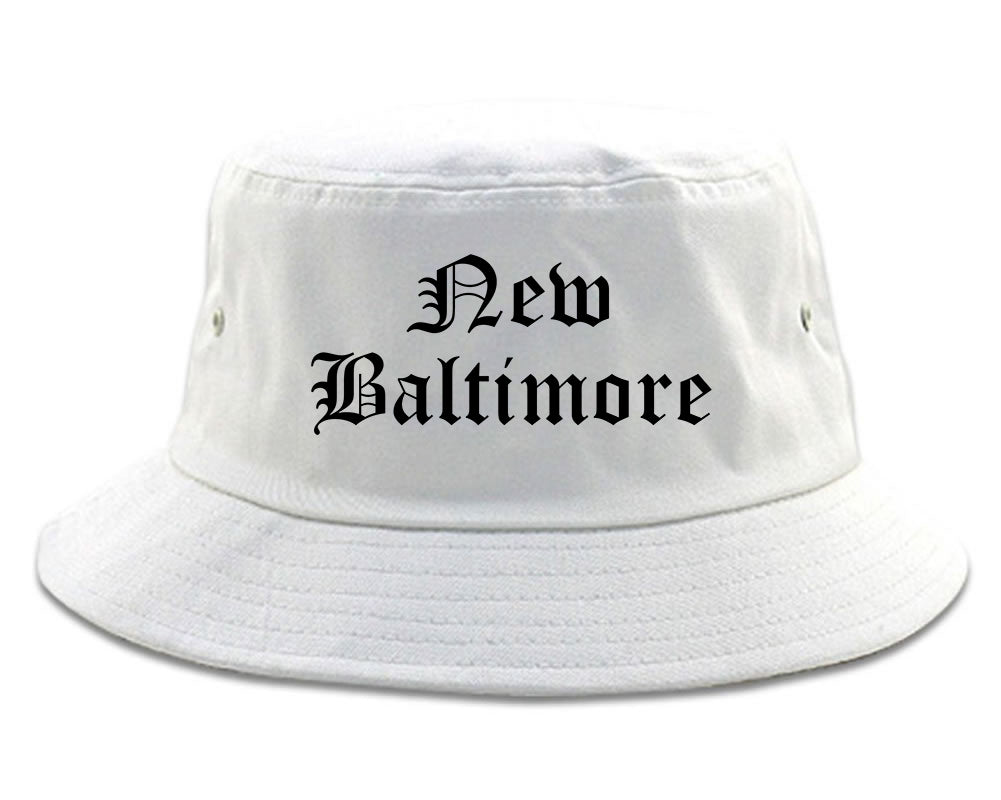 New Baltimore Michigan MI Old English Mens Bucket Hat White