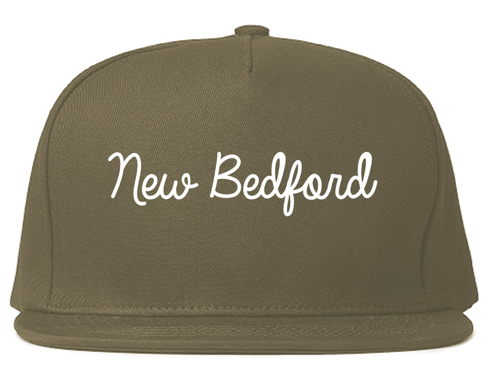 New Bedford Massachusetts MA Script Mens Snapback Hat Grey