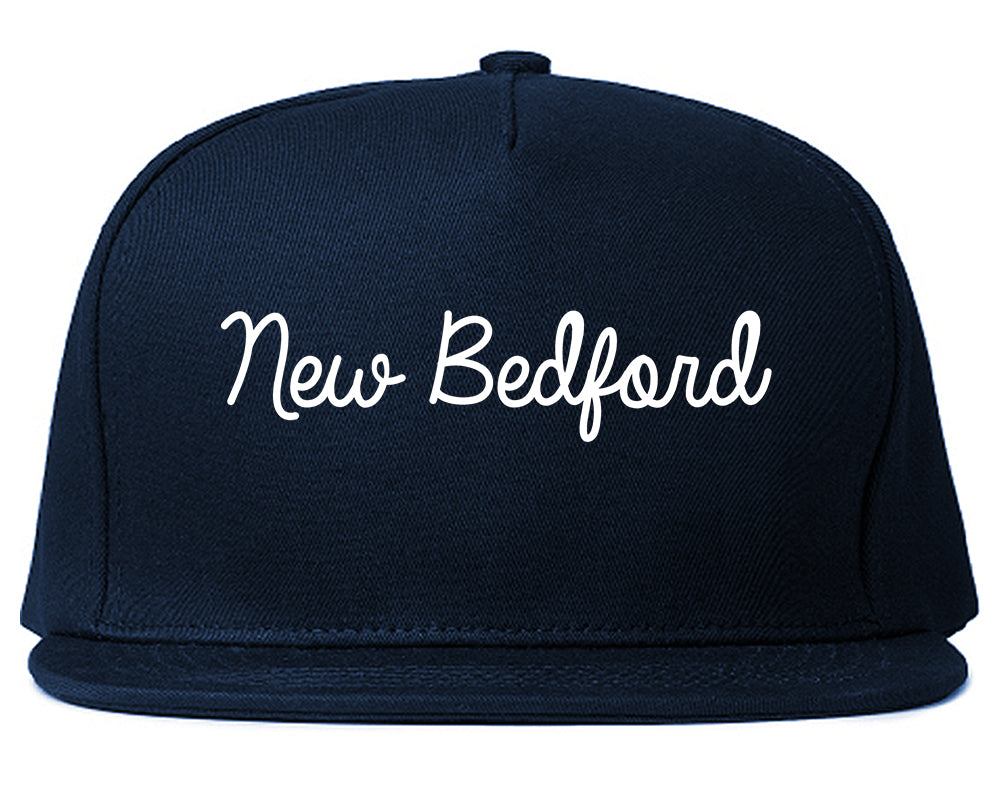 New Bedford Massachusetts MA Script Mens Snapback Hat Navy Blue