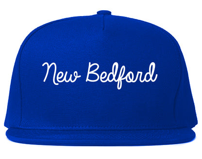 New Bedford Massachusetts MA Script Mens Snapback Hat Royal Blue