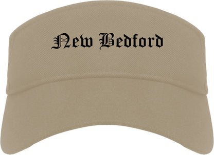 New Bedford Massachusetts MA Old English Mens Visor Cap Hat Khaki