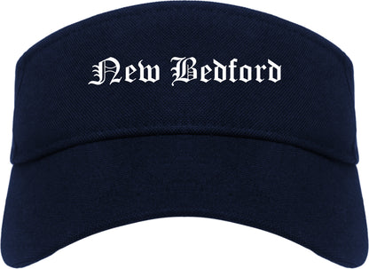 New Bedford Massachusetts MA Old English Mens Visor Cap Hat Navy Blue