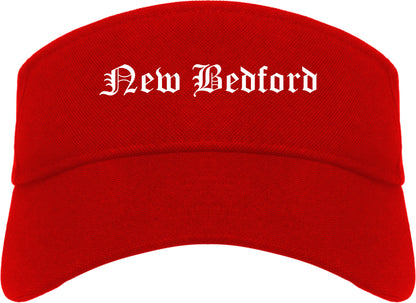 New Bedford Massachusetts MA Old English Mens Visor Cap Hat Red