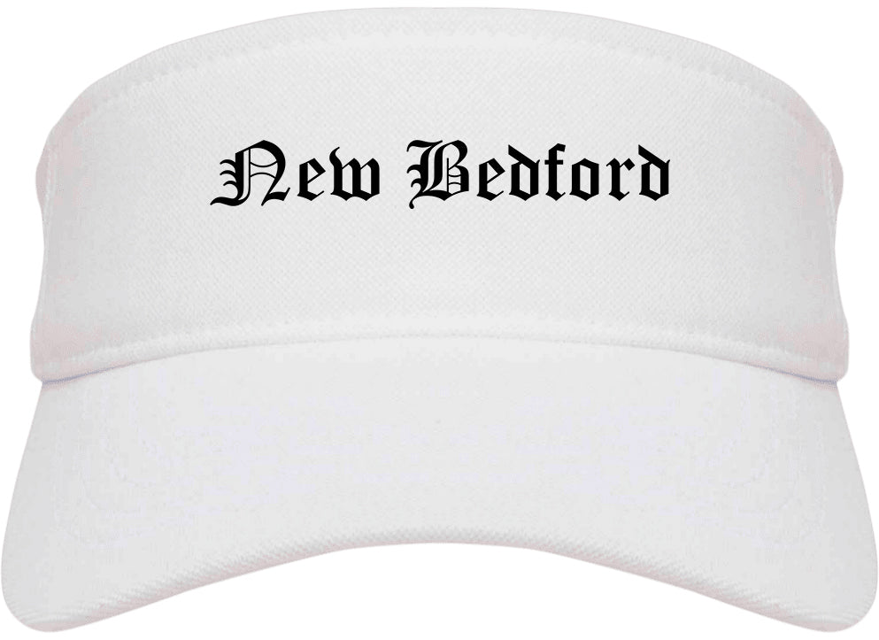 New Bedford Massachusetts MA Old English Mens Visor Cap Hat White