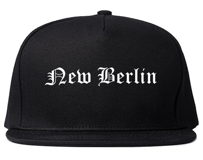 New Berlin Wisconsin WI Old English Mens Snapback Hat Black