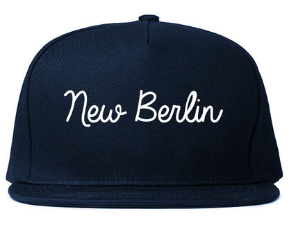 New Berlin Wisconsin WI Script Mens Snapback Hat Navy Blue