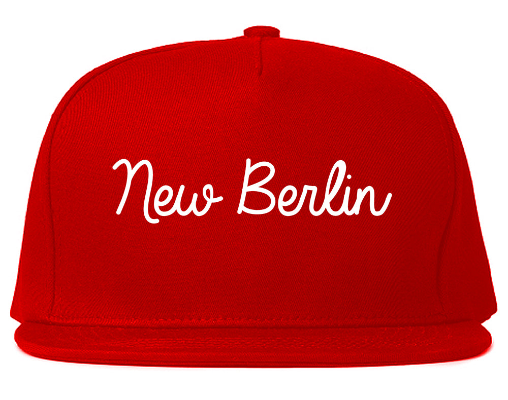 New Berlin Wisconsin WI Script Mens Snapback Hat Red