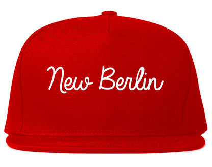 New Berlin Wisconsin WI Script Mens Snapback Hat Red