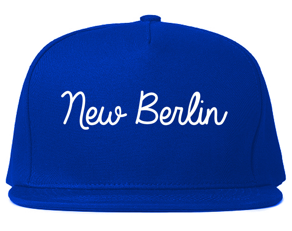 New Berlin Wisconsin WI Script Mens Snapback Hat Royal Blue
