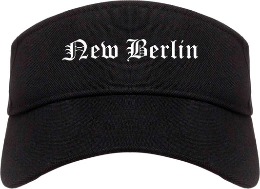 New Berlin Wisconsin WI Old English Mens Visor Cap Hat Black