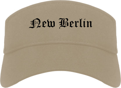 New Berlin Wisconsin WI Old English Mens Visor Cap Hat Khaki
