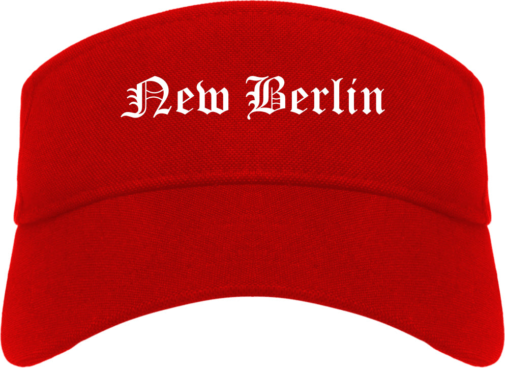 New Berlin Wisconsin WI Old English Mens Visor Cap Hat Red