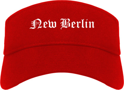 New Berlin Wisconsin WI Old English Mens Visor Cap Hat Red