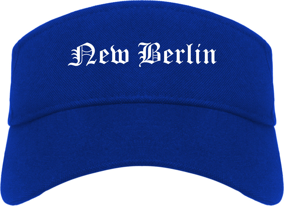 New Berlin Wisconsin WI Old English Mens Visor Cap Hat Royal Blue