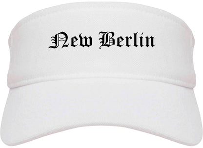 New Berlin Wisconsin WI Old English Mens Visor Cap Hat White