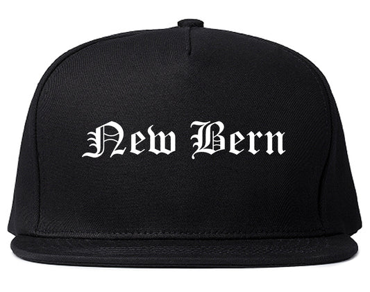 New Bern North Carolina NC Old English Mens Snapback Hat Black