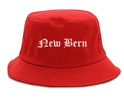 New Bern North Carolina NC Old English Mens Bucket Hat Red