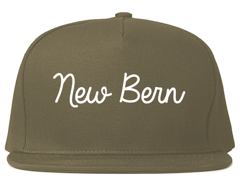 New Bern North Carolina NC Script Mens Snapback Hat Grey