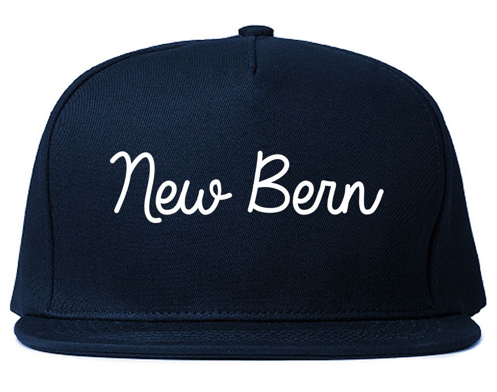 New Bern North Carolina NC Script Mens Snapback Hat Navy Blue