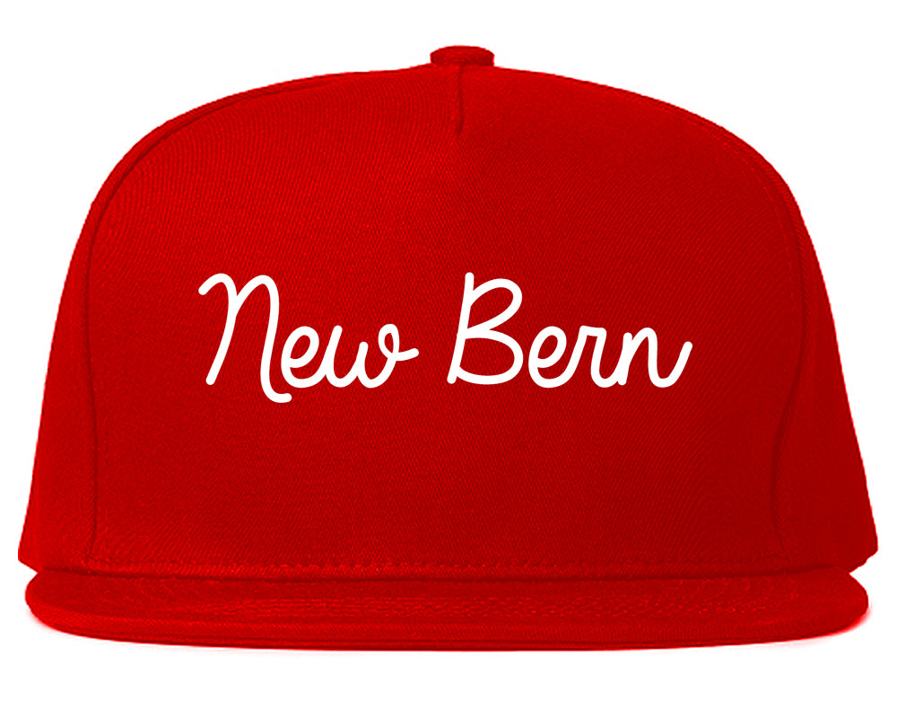 New Bern North Carolina NC Script Mens Snapback Hat Red