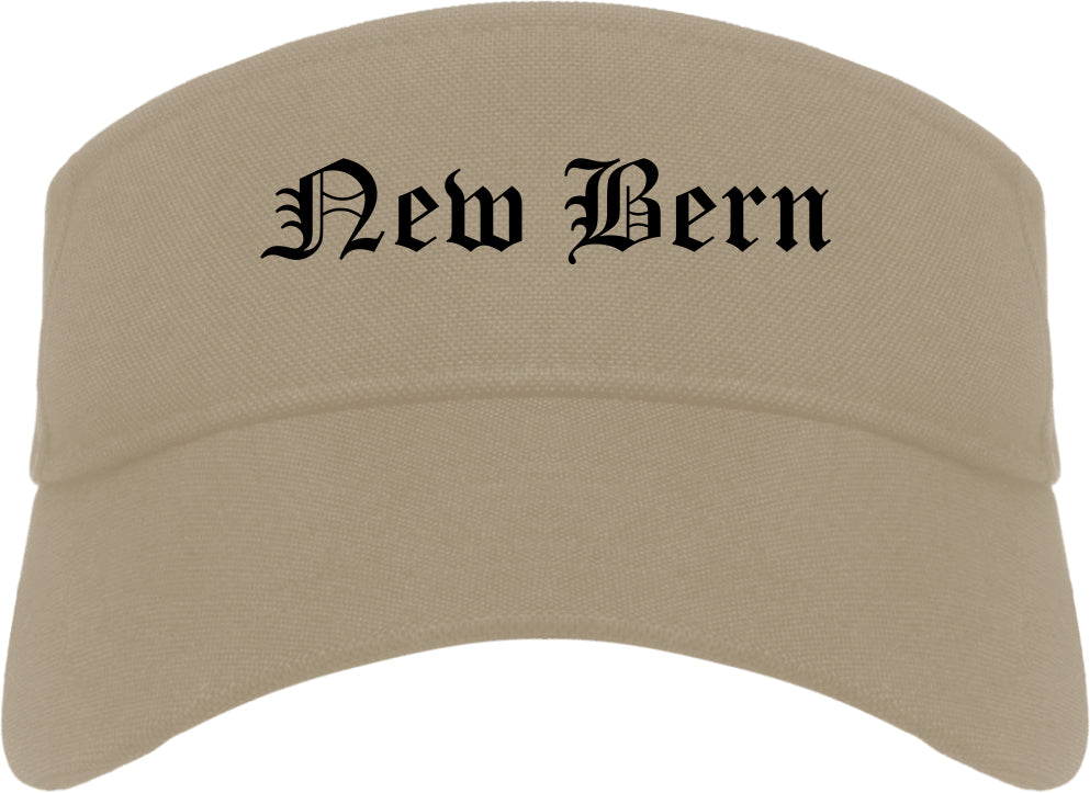 New Bern North Carolina NC Old English Mens Visor Cap Hat Khaki