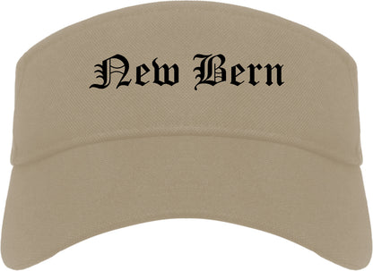 New Bern North Carolina NC Old English Mens Visor Cap Hat Khaki