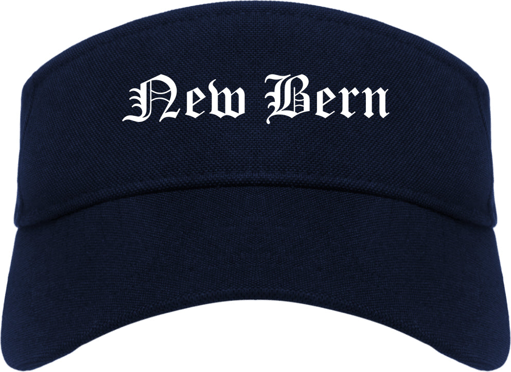 New Bern North Carolina NC Old English Mens Visor Cap Hat Navy Blue