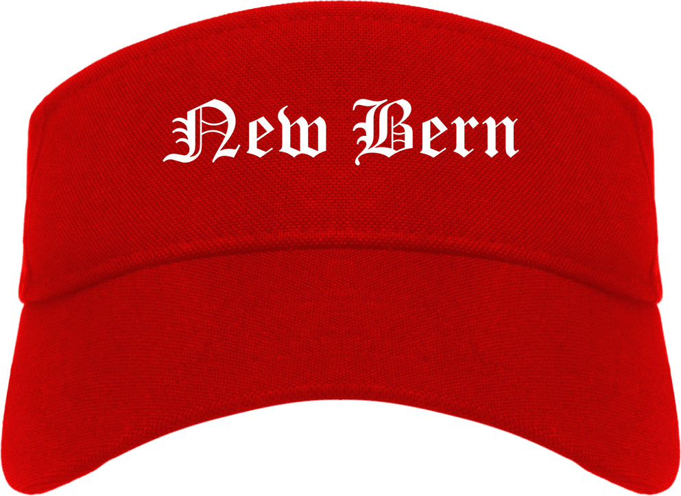 New Bern North Carolina NC Old English Mens Visor Cap Hat Red