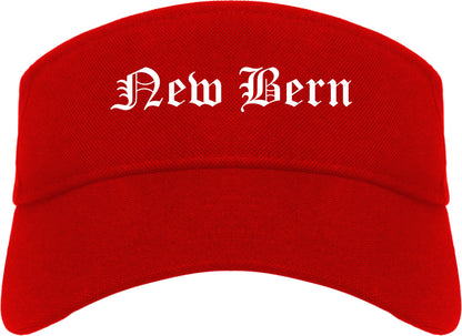 New Bern North Carolina NC Old English Mens Visor Cap Hat Red