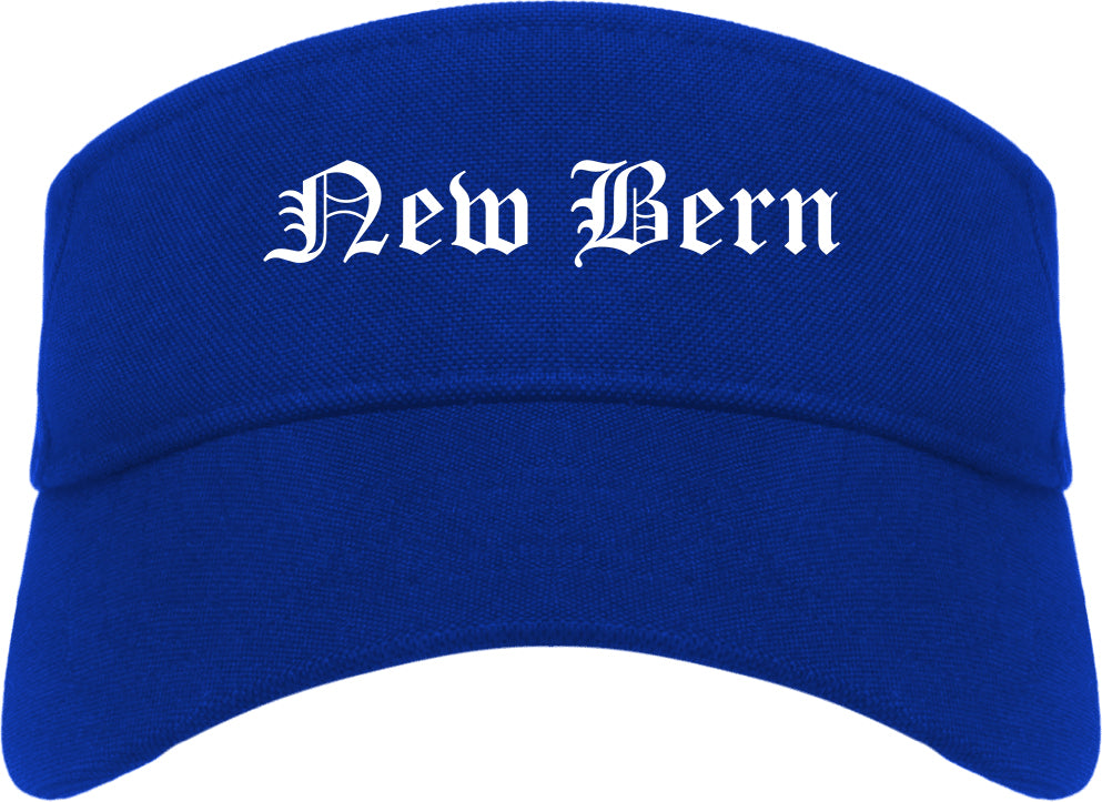 New Bern North Carolina NC Old English Mens Visor Cap Hat Royal Blue