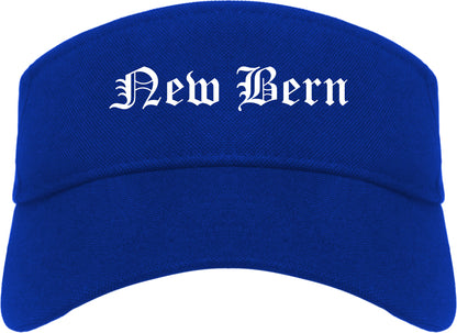 New Bern North Carolina NC Old English Mens Visor Cap Hat Royal Blue