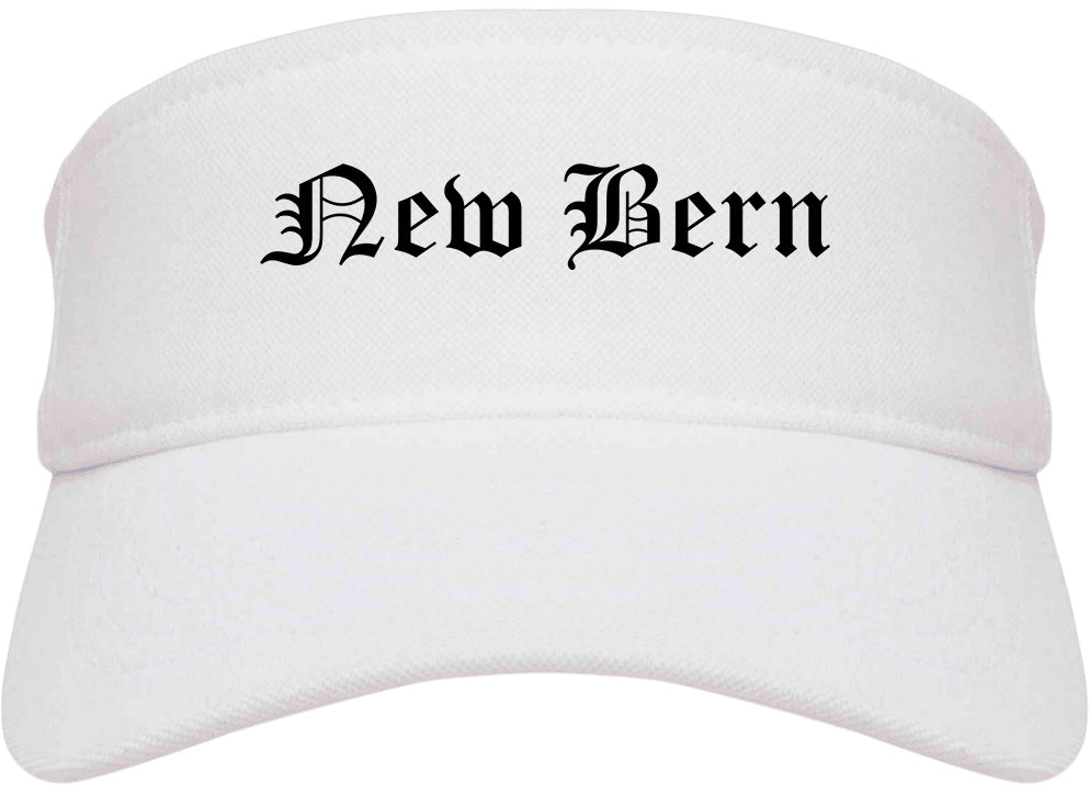 New Bern North Carolina NC Old English Mens Visor Cap Hat White
