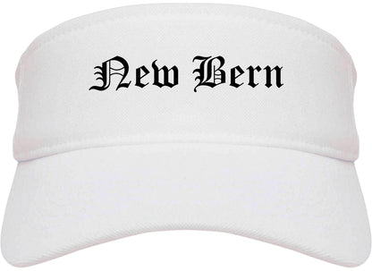 New Bern North Carolina NC Old English Mens Visor Cap Hat White