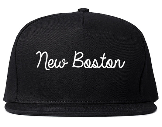 New Boston Texas TX Script Mens Snapback Hat Black