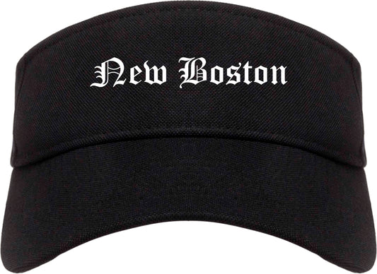 New Boston Texas TX Old English Mens Visor Cap Hat Black