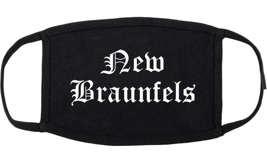 New Braunfels Texas TX Old English Cotton Face Mask Black