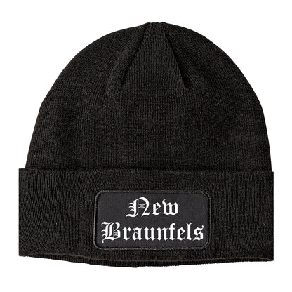 New Braunfels Texas TX Old English Mens Knit Beanie Hat Cap Black