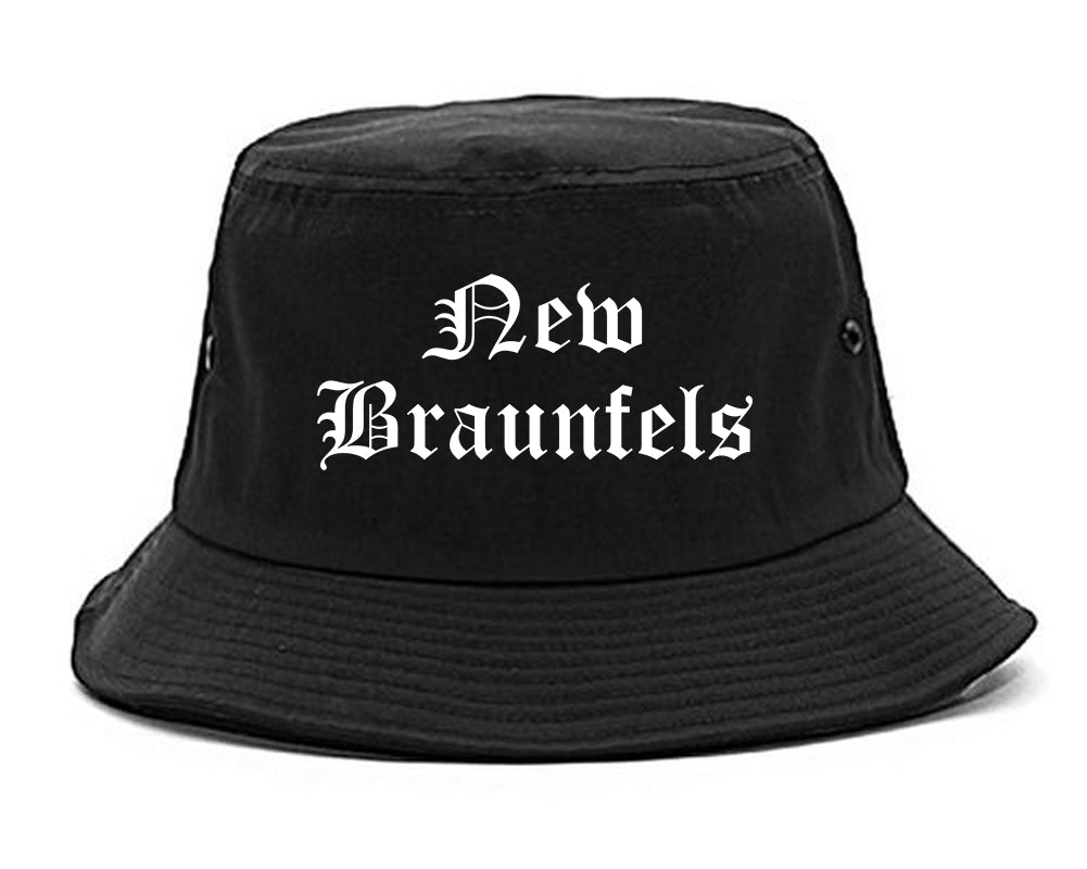 New Braunfels Texas TX Old English Mens Bucket Hat Black