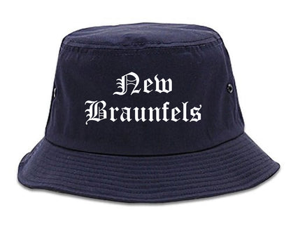 New Braunfels Texas TX Old English Mens Bucket Hat Navy Blue