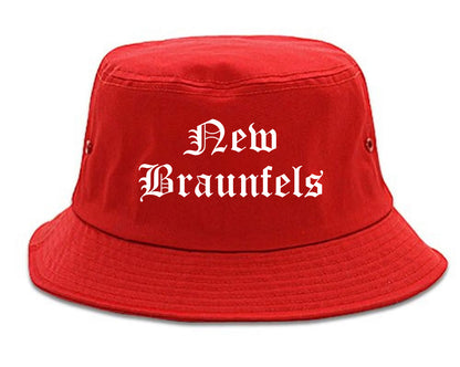 New Braunfels Texas TX Old English Mens Bucket Hat Red