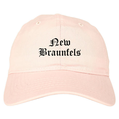 New Braunfels Texas TX Old English Mens Dad Hat Baseball Cap Pink