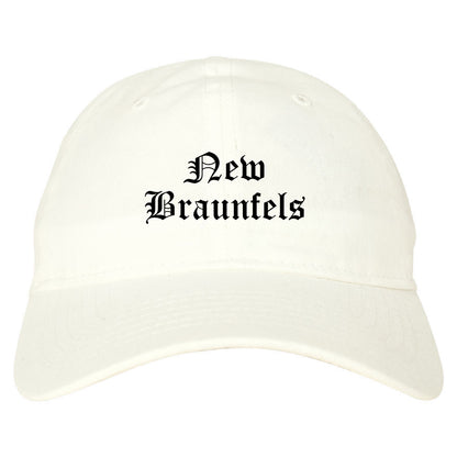 New Braunfels Texas TX Old English Mens Dad Hat Baseball Cap White