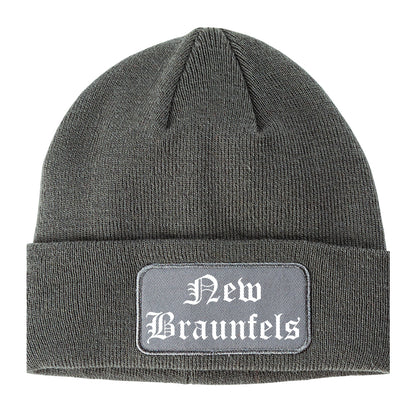 New Braunfels Texas TX Old English Mens Knit Beanie Hat Cap Grey